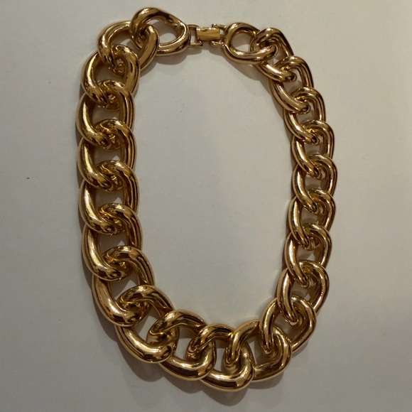 Bold Vtg Napier Chunky Gold-Tone Link Choker Necklace - Picture 4 of 9